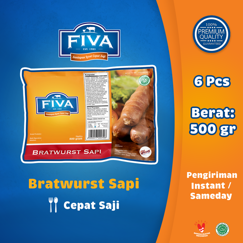 Bratwurst Sapi isi 6 500 g Retail